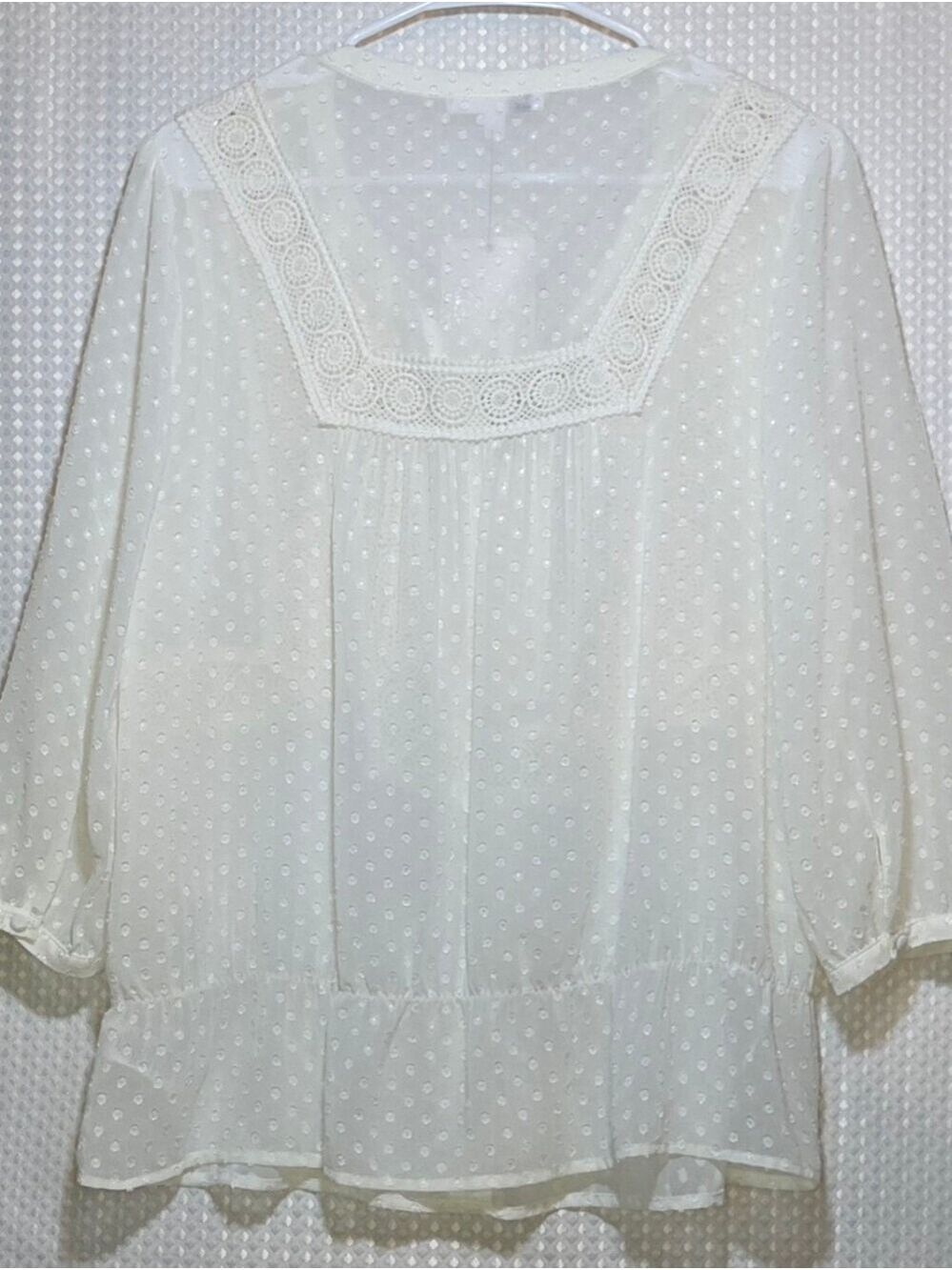 Boho Swiss Dot Crochet Lace Tassel Blouse Top Romantic Cottagecore NWT Medium - Picture 8 of 13